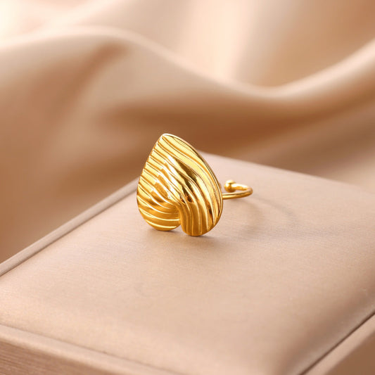 Textured Gold Heart Ring