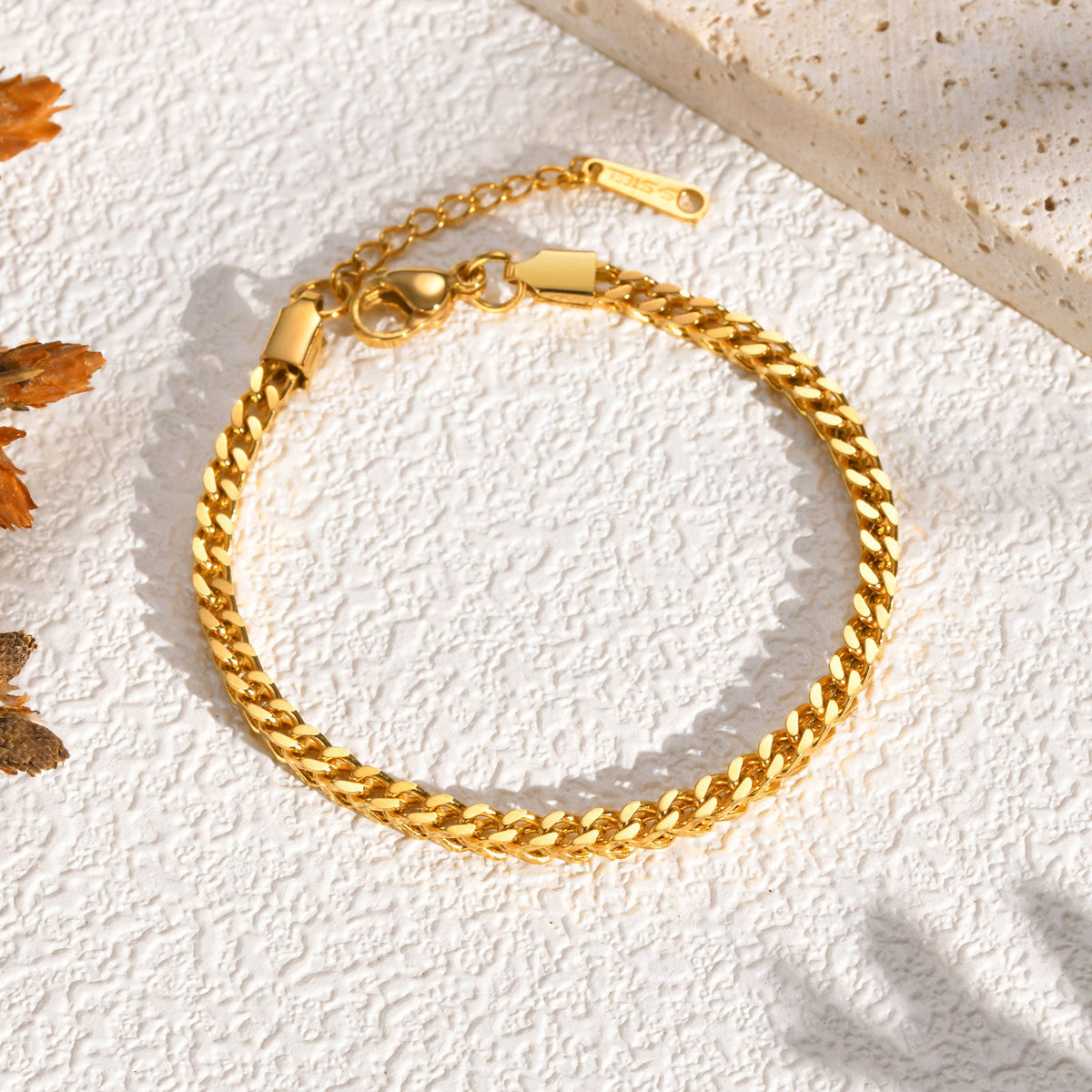 Gold Herringbone Chain Bracelet