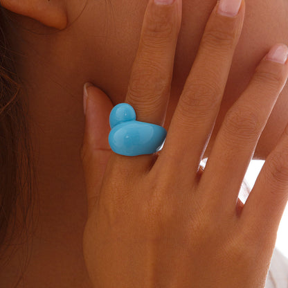 Multicolor Resin Water Drop Chunky Ring