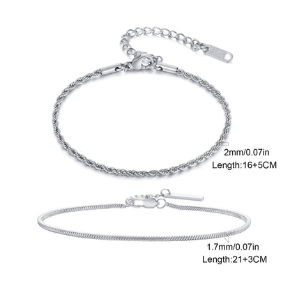 2pc Textured Chain Bracelet Set
