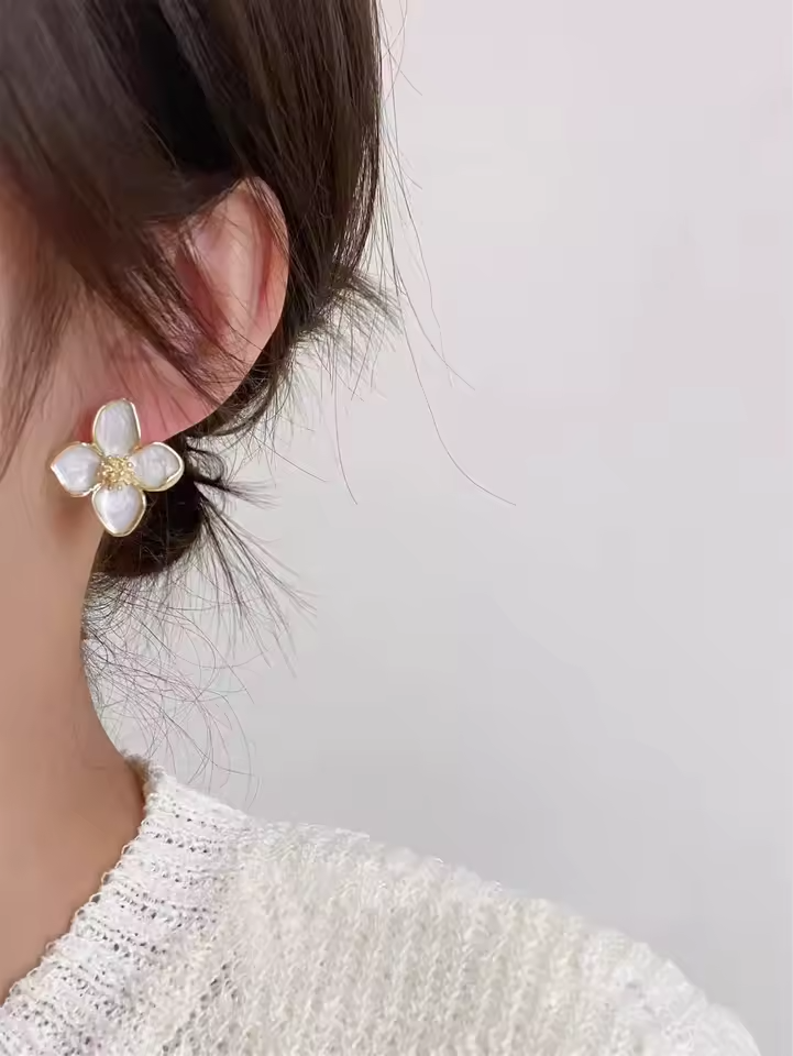Hibiscus Glazed Flower Earrings