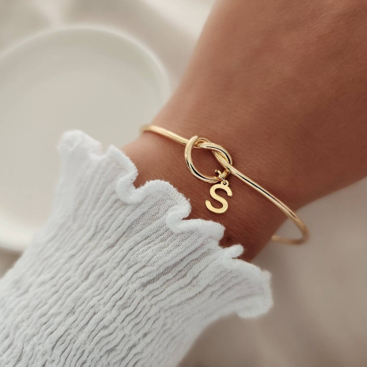 Initial Charm Bangle Bracelet