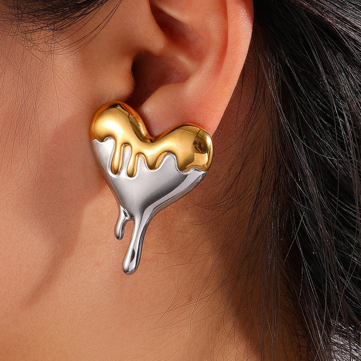 Melted Heart Statement Earrings