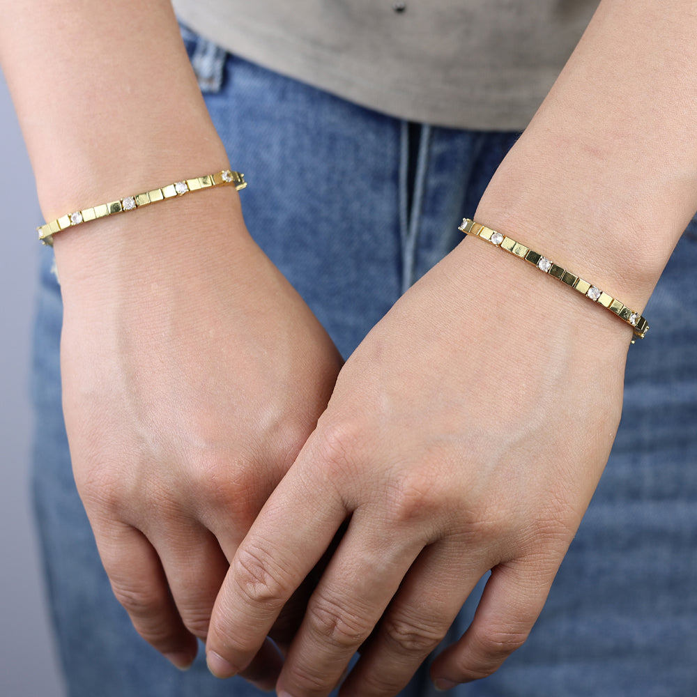 Gold Geometric Tennis Bracelet