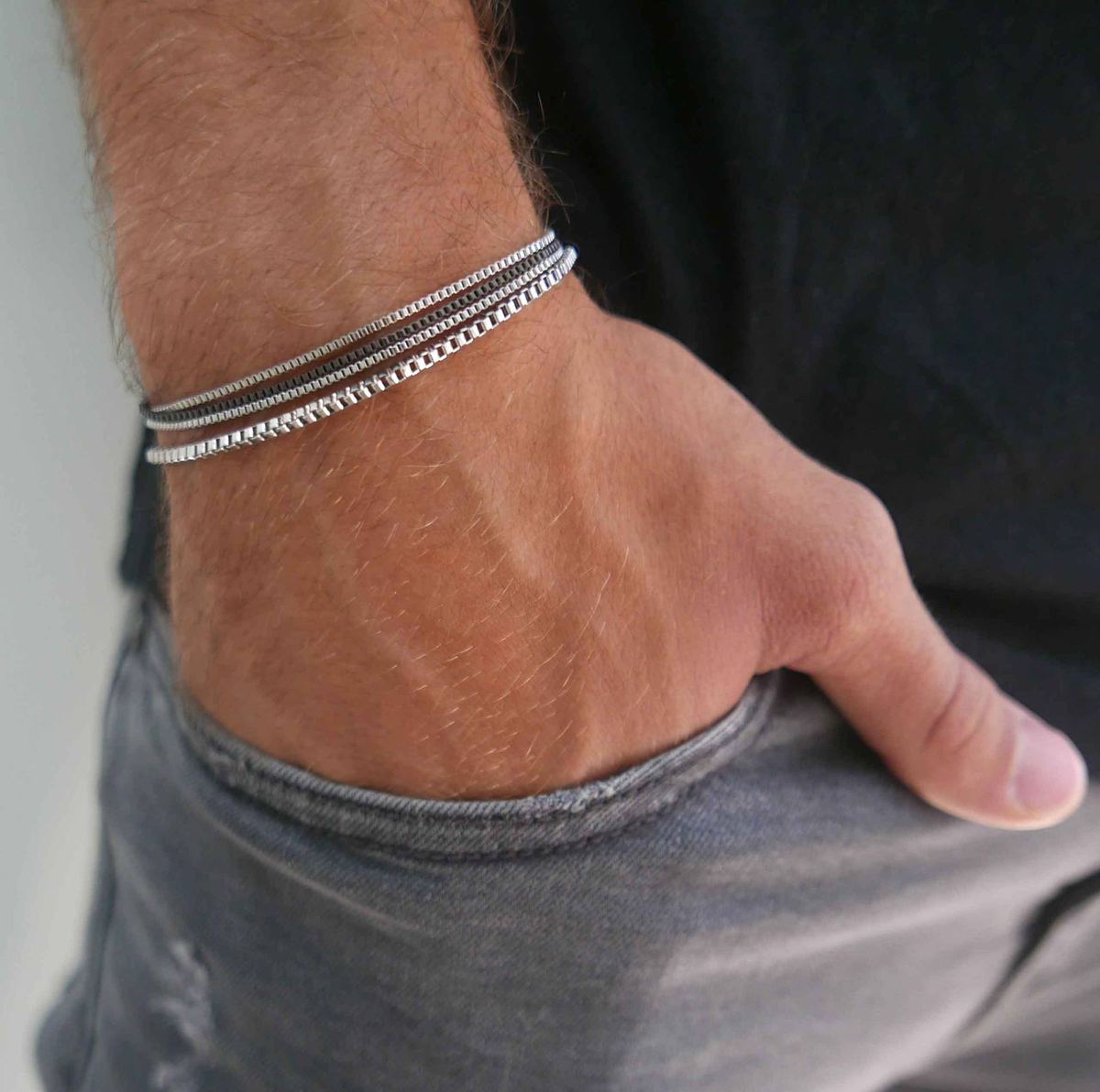 4pc Vintage Stainless Steel Bracelet Set