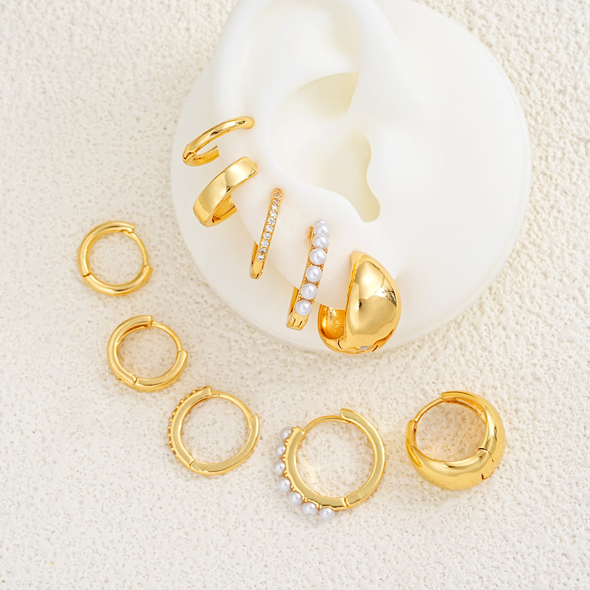 10pc Imitation Pearl C-Hoop Earring Set