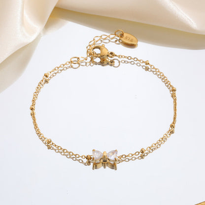 Bow Crystal Charm Bracelet