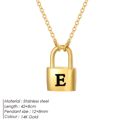 Initial Padlock Pendant Necklace
