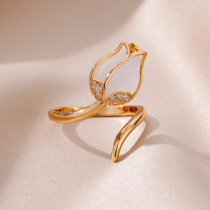 Adjustable Gold Flower Ring