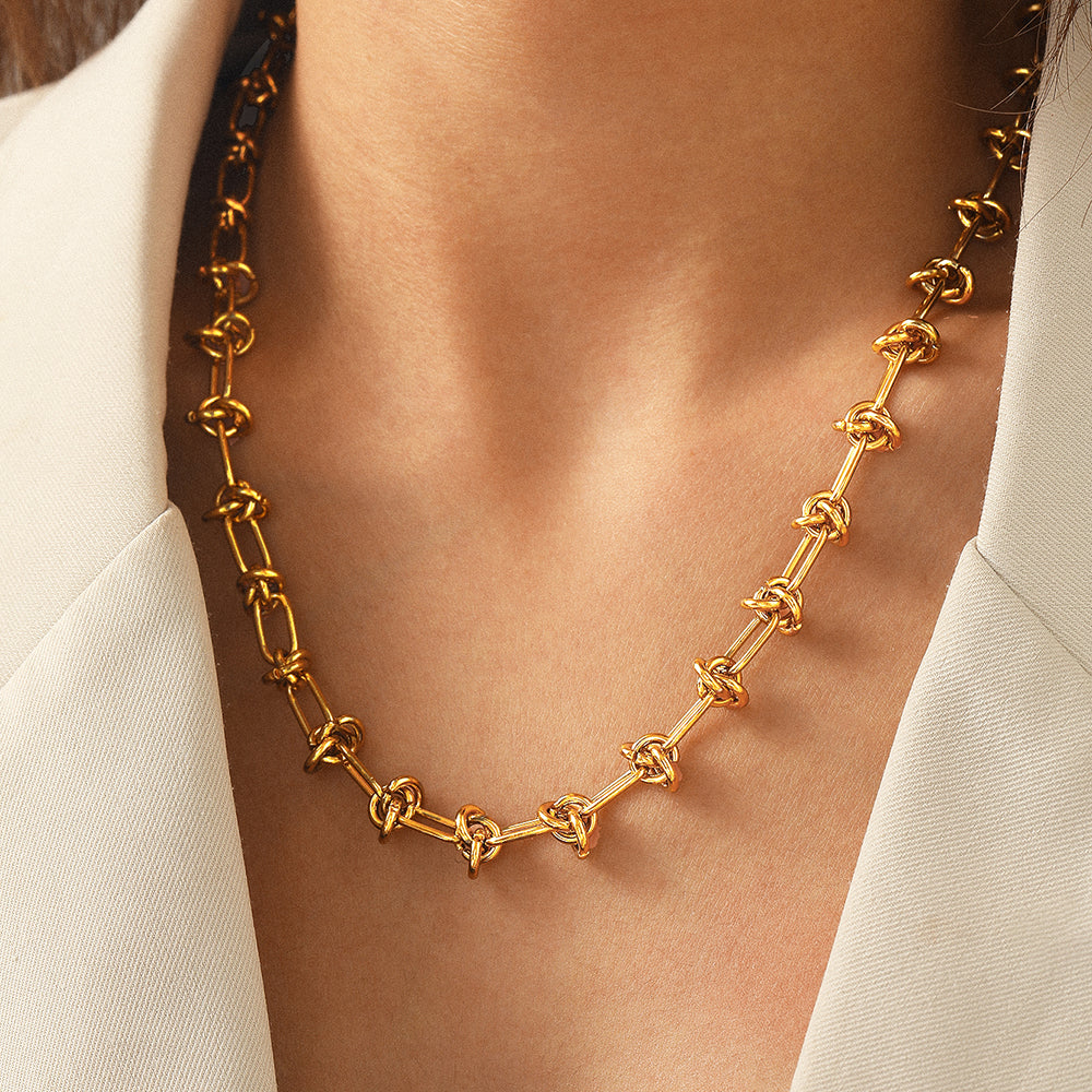 Chunky Gold Knot Chain Necklace