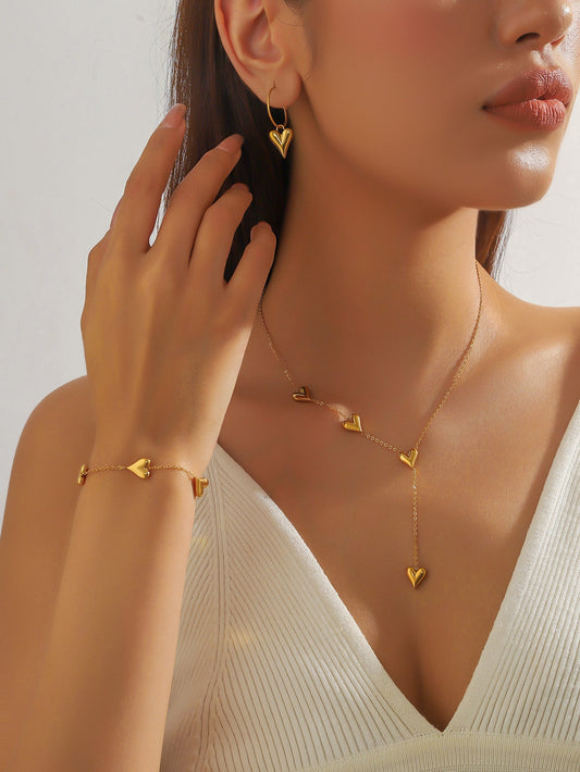 3pc Dainty Heart Jewelry Set