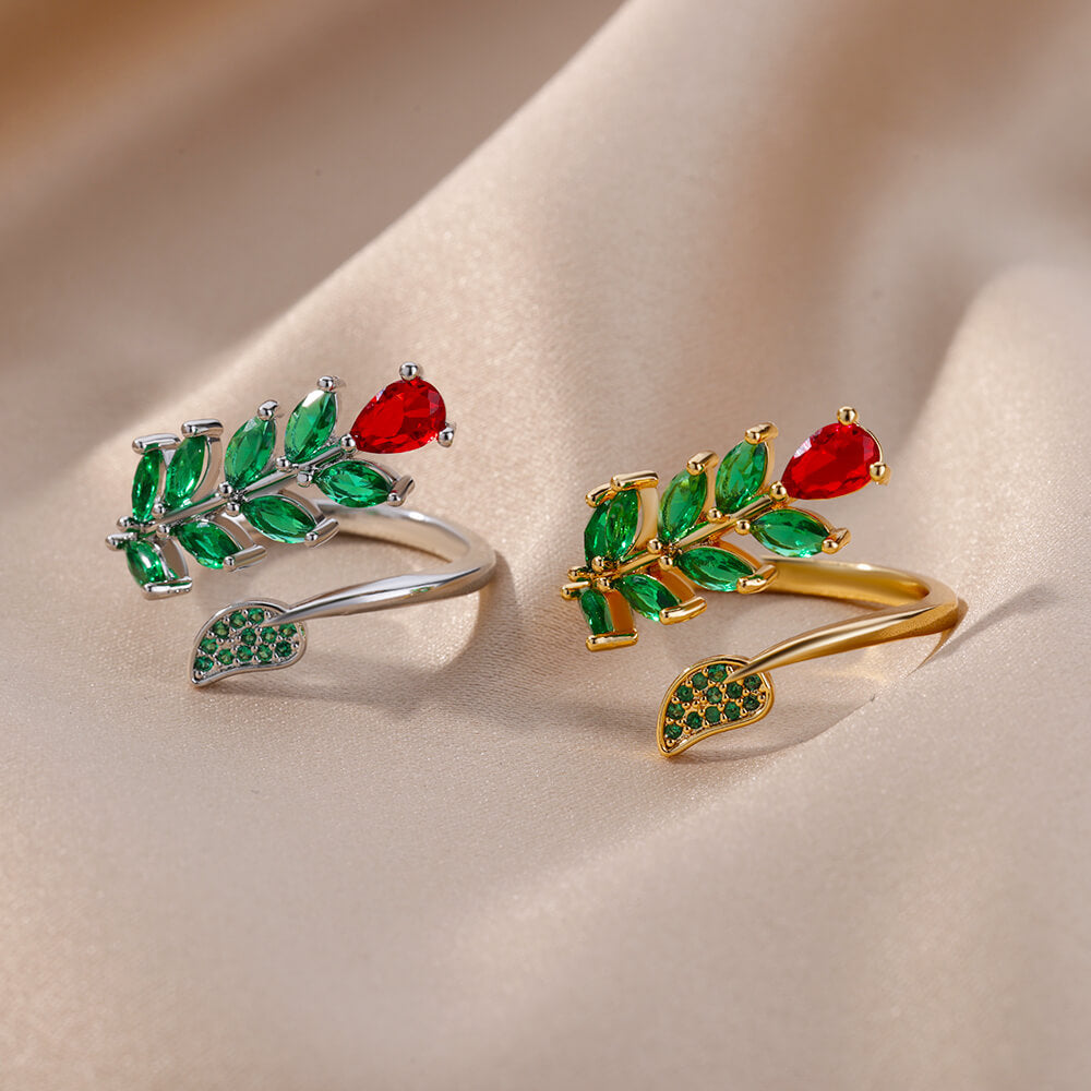 Gold Leaf Gemstone Ring