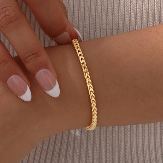 Gold Herringbone Chain Bracelet