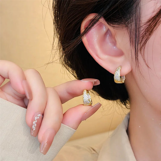 Wide Pave Crystal Hoop Earrings