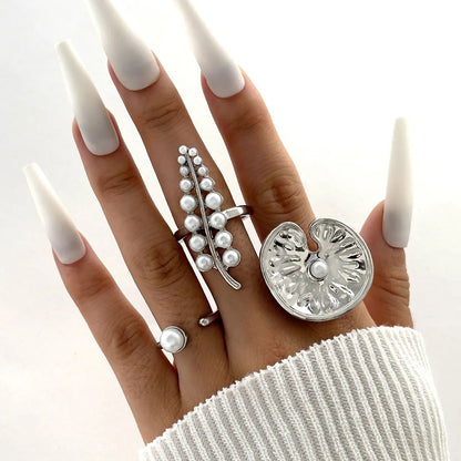Pearl & Leaf Cuff Ring