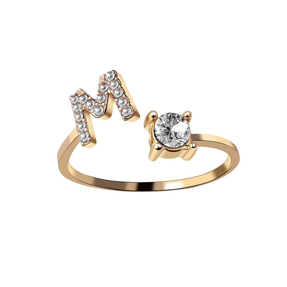 Crystal Initial Open Ring
