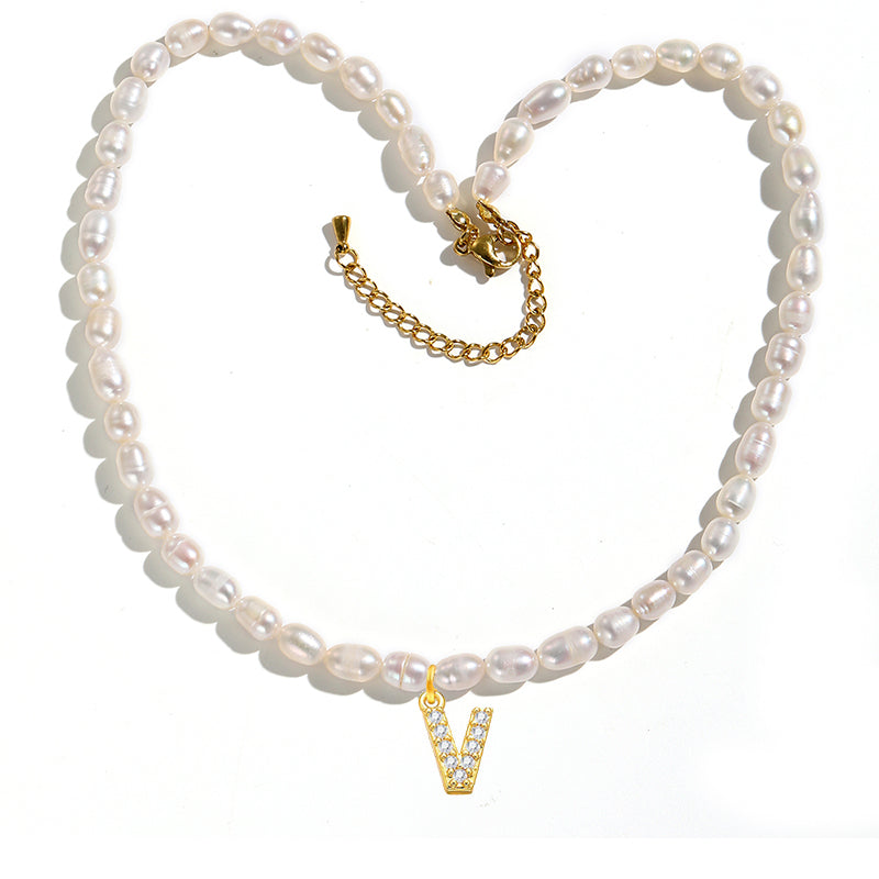 Freshwater Pearl Initial Pendant Necklace