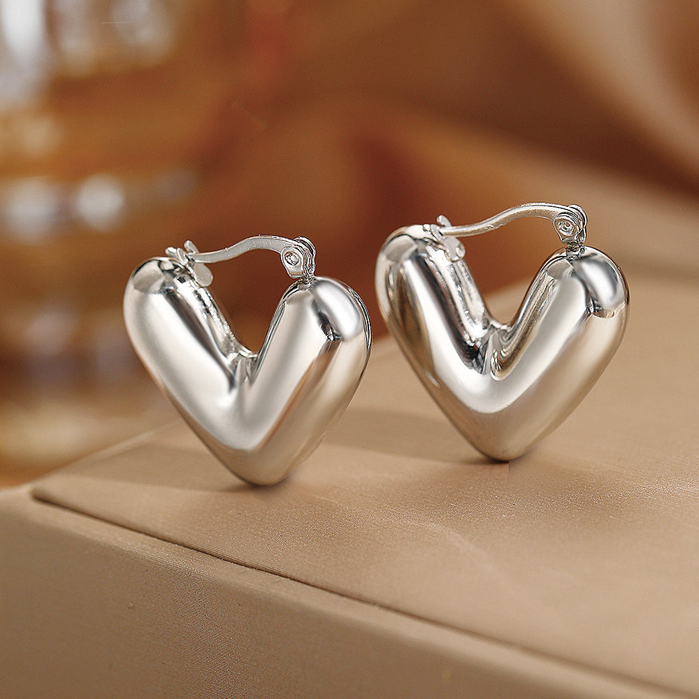 Chunky Gold Heart Hoop Earrings