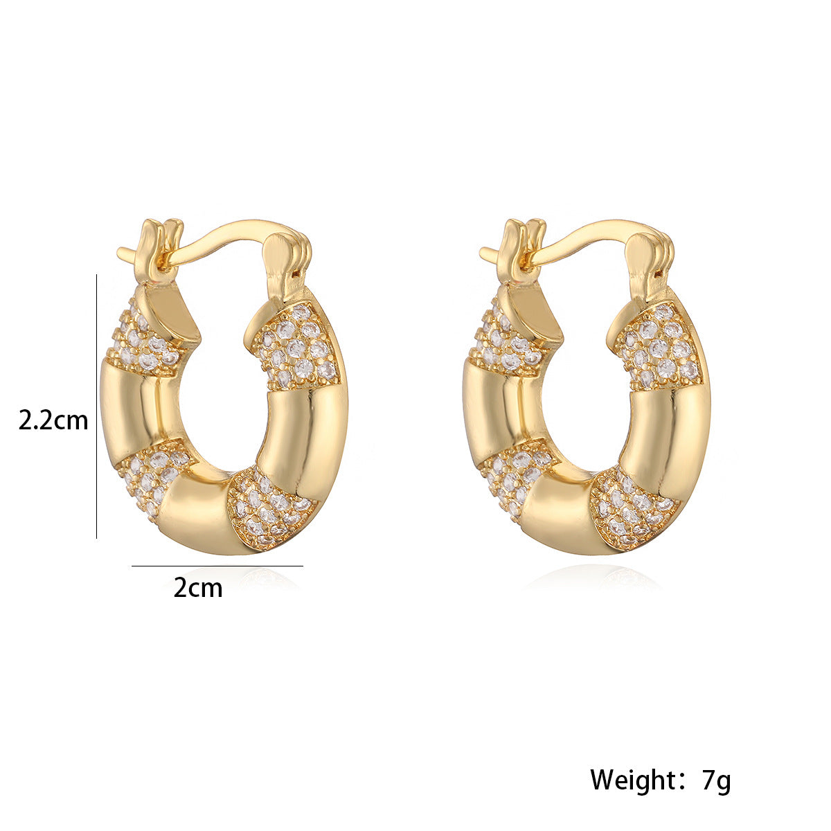 Chunky Crystal Accent Hoop Earrings