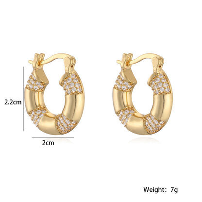Chunky Crystal Accent Hoop Earrings