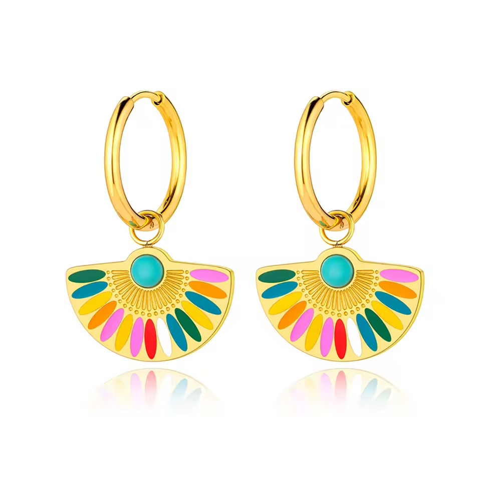 Dainty Rainbow Scalloped Earrings