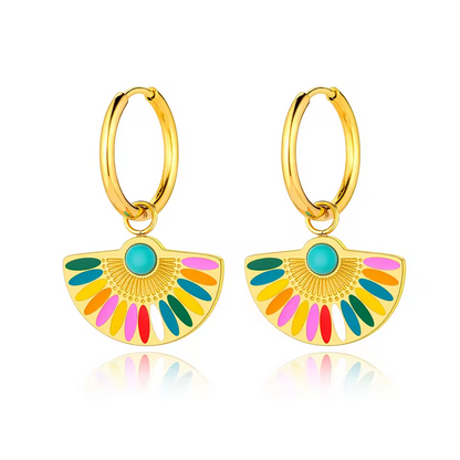 Dainty Rainbow Scalloped Earrings