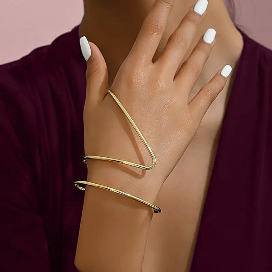 Geometric Gold Wrap Cuff Bracelet