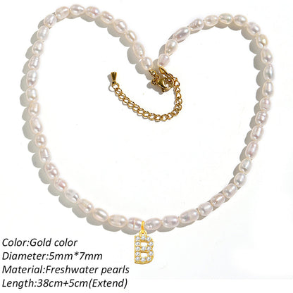 Freshwater Pearl Initial Pendant Necklace
