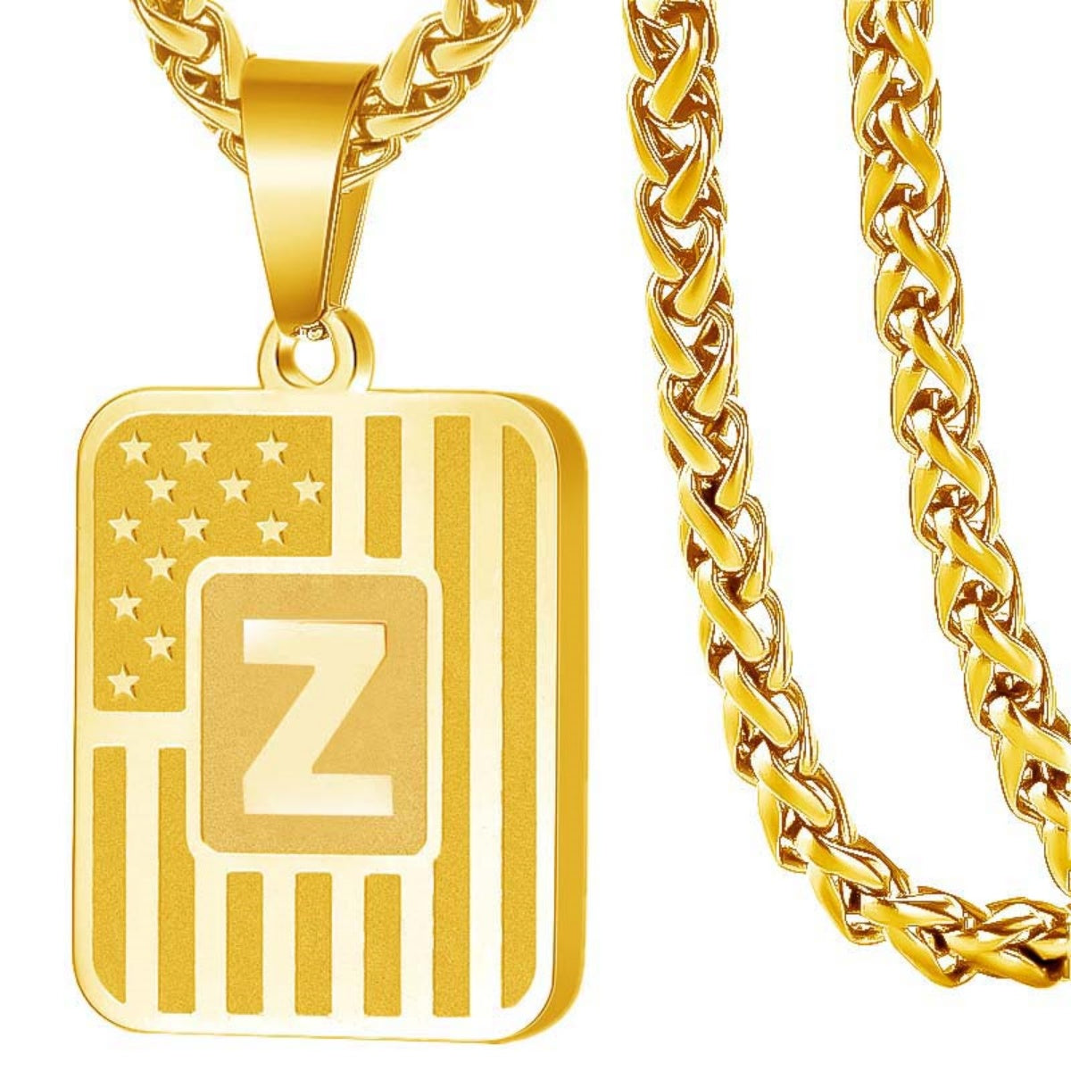 Initial Block Pendant Necklace