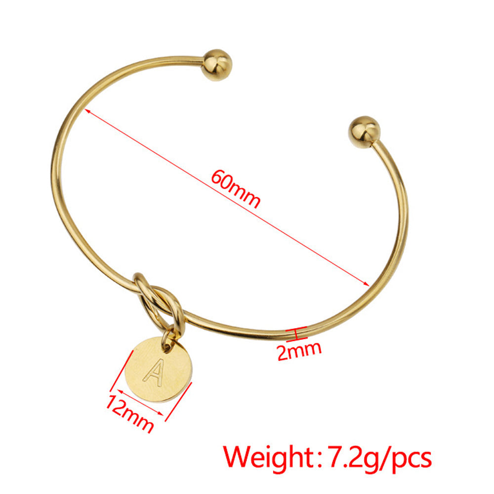 Birthstone Initial Knot Bangle Bracelet