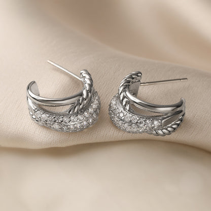 Twisted Crystal Hoop Earrings
