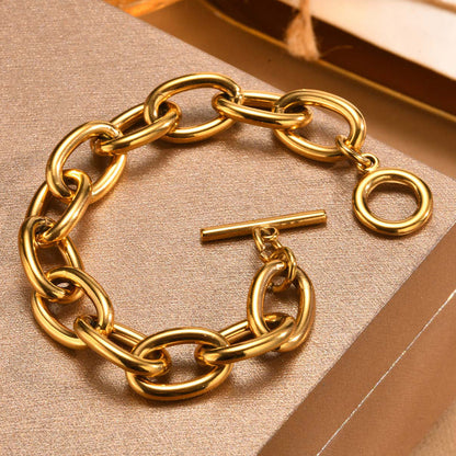 Chunky Gold Toggle Clasp Bracelet