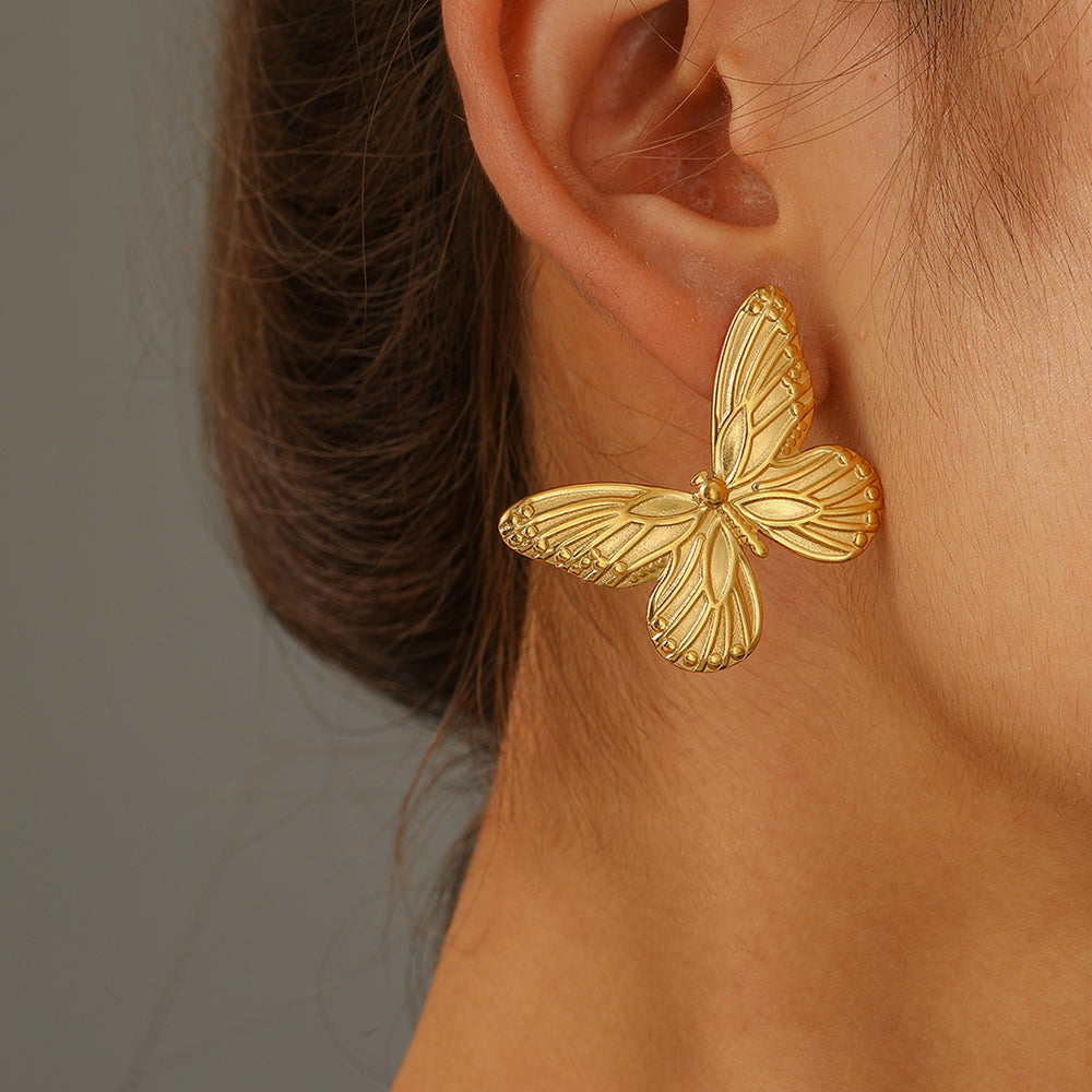 Statement Gold Butterfly Earringsc