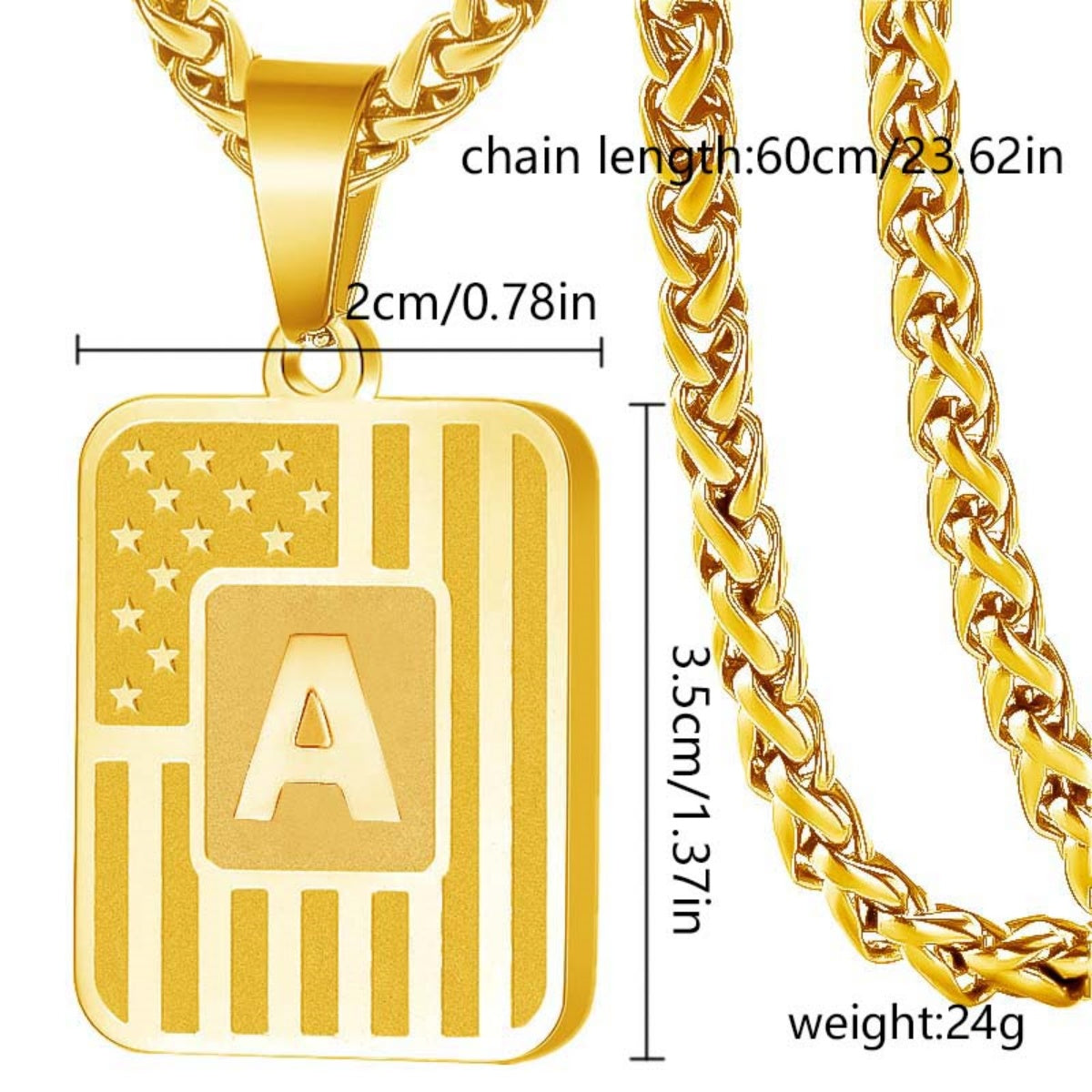 Initial Block Pendant Necklace