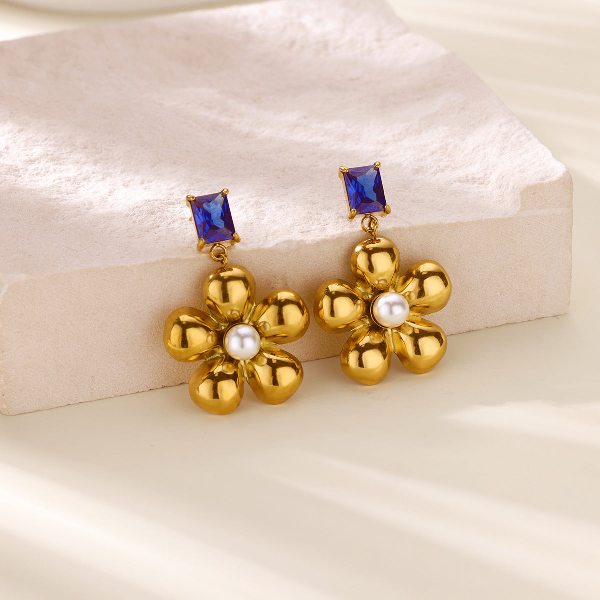 Bloom & Blue Gem Statement Earrings