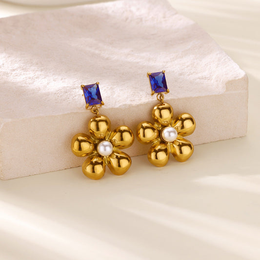 Bloom & Blue Gem Statement Earrings