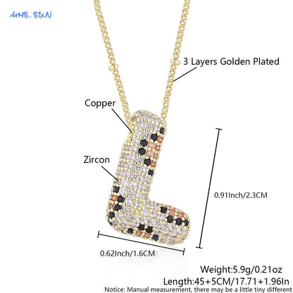 Leopard Print Bling Initial Pendant Necklace