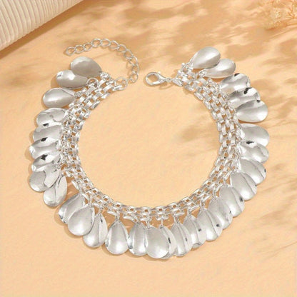 Silver Shoreline Charm Anklet
