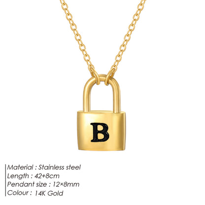 Initial Padlock Pendant Necklace