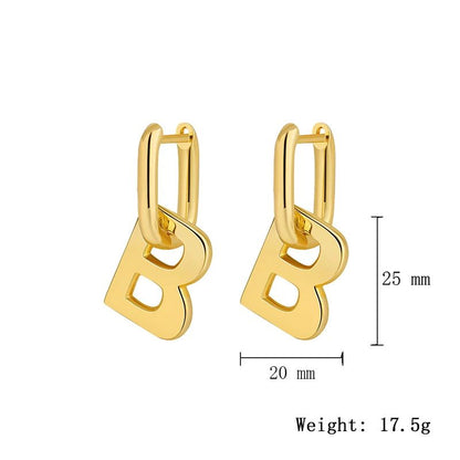 Bold B Initial Hoop Earrings