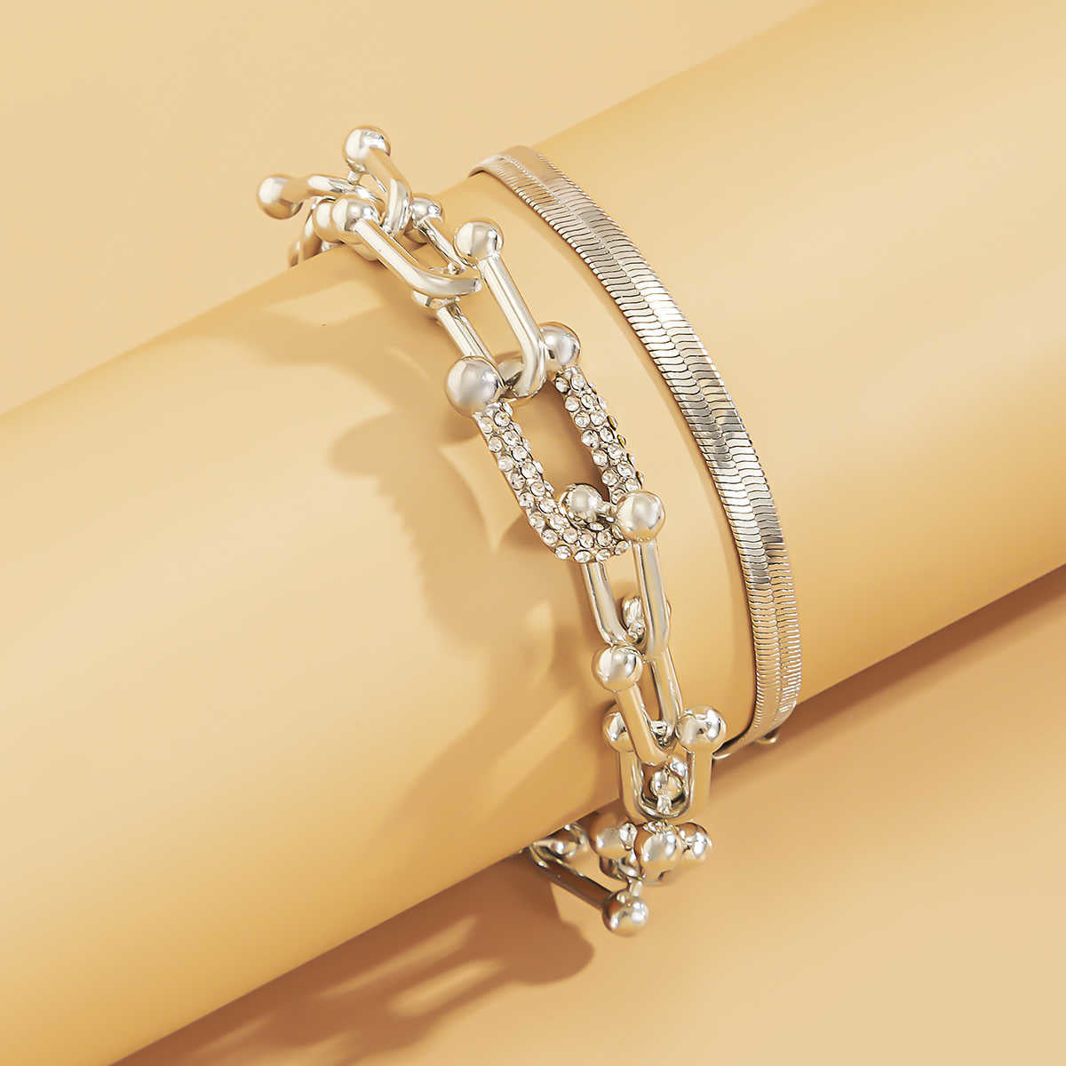 Gold Crystal Link Chain Bracelet