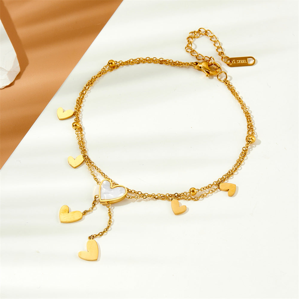 Golden Dunes Heart Charm Anklet
