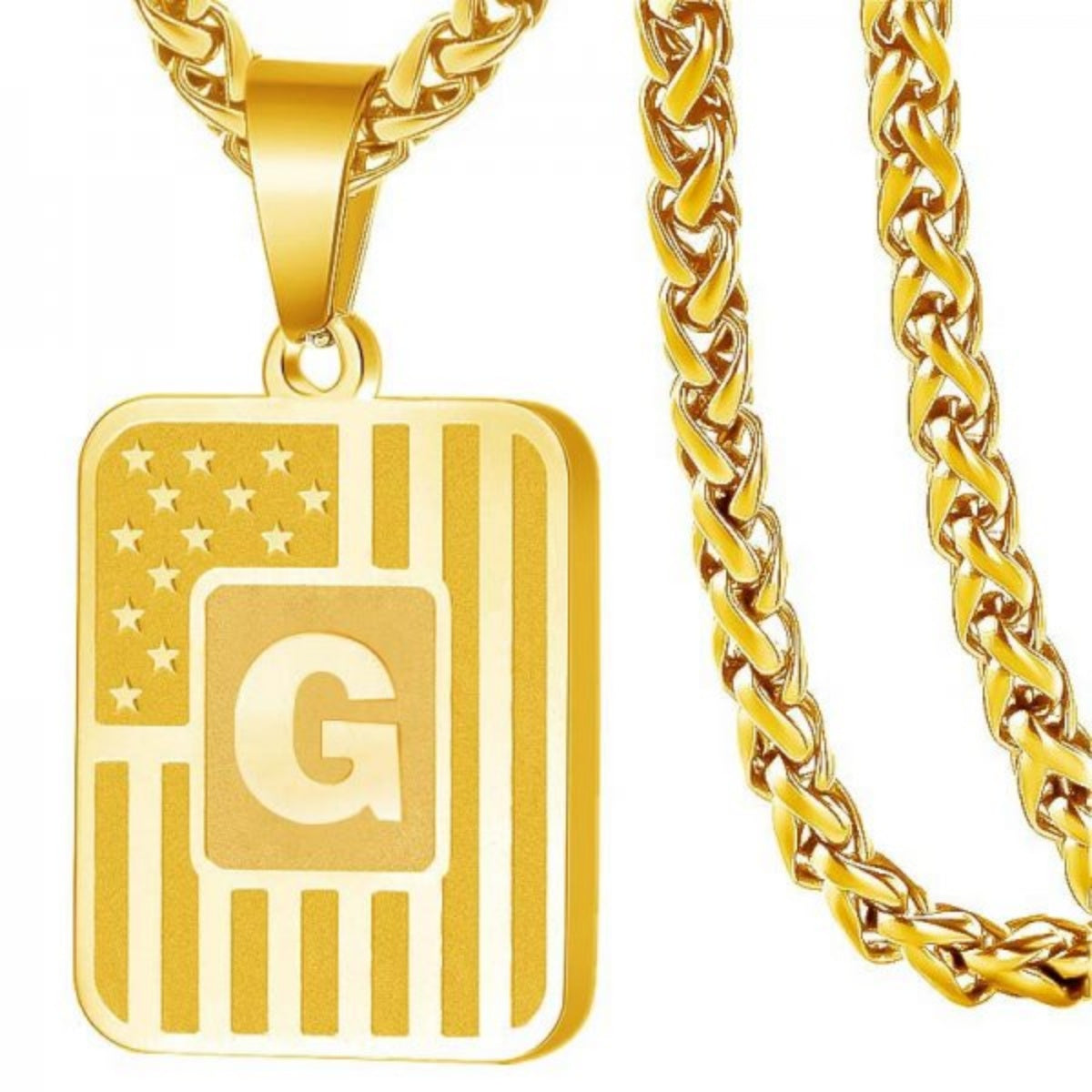 Initial Block Pendant Necklace