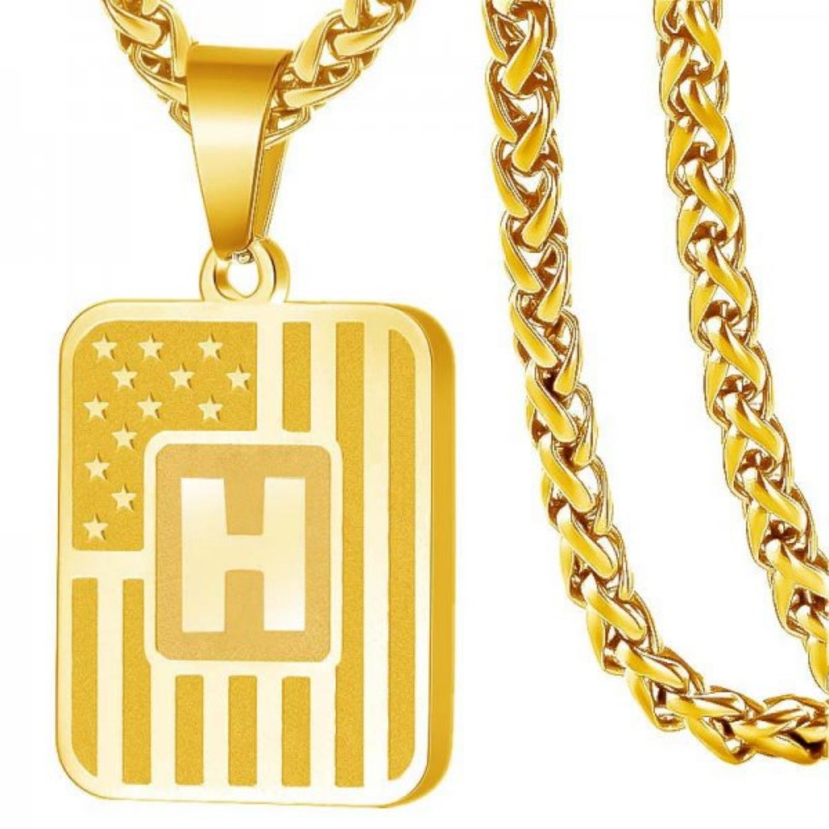 Initial Block Pendant Necklace
