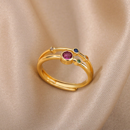 Multicolor Gem Cluster Statement Ring