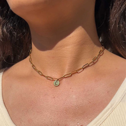 Chunky Initial Pendant Chain Necklace