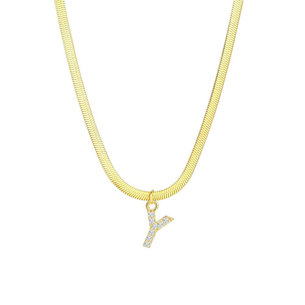 Gold Snake Chain Initial Necklace