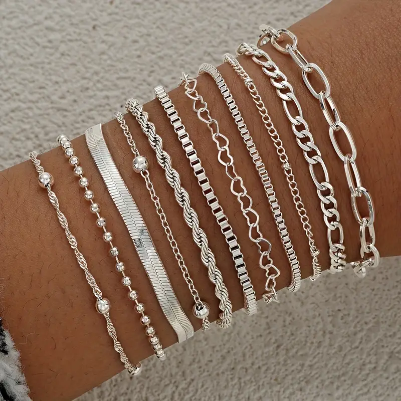 11pc Minimalist Gold Chain Bracelet Set