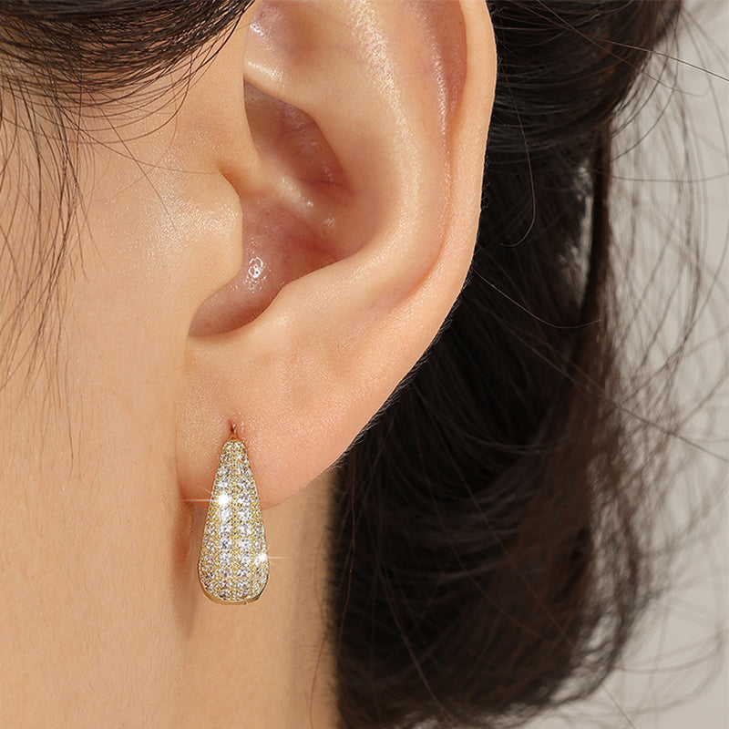 Pave Teardrop Huggie Earrings
