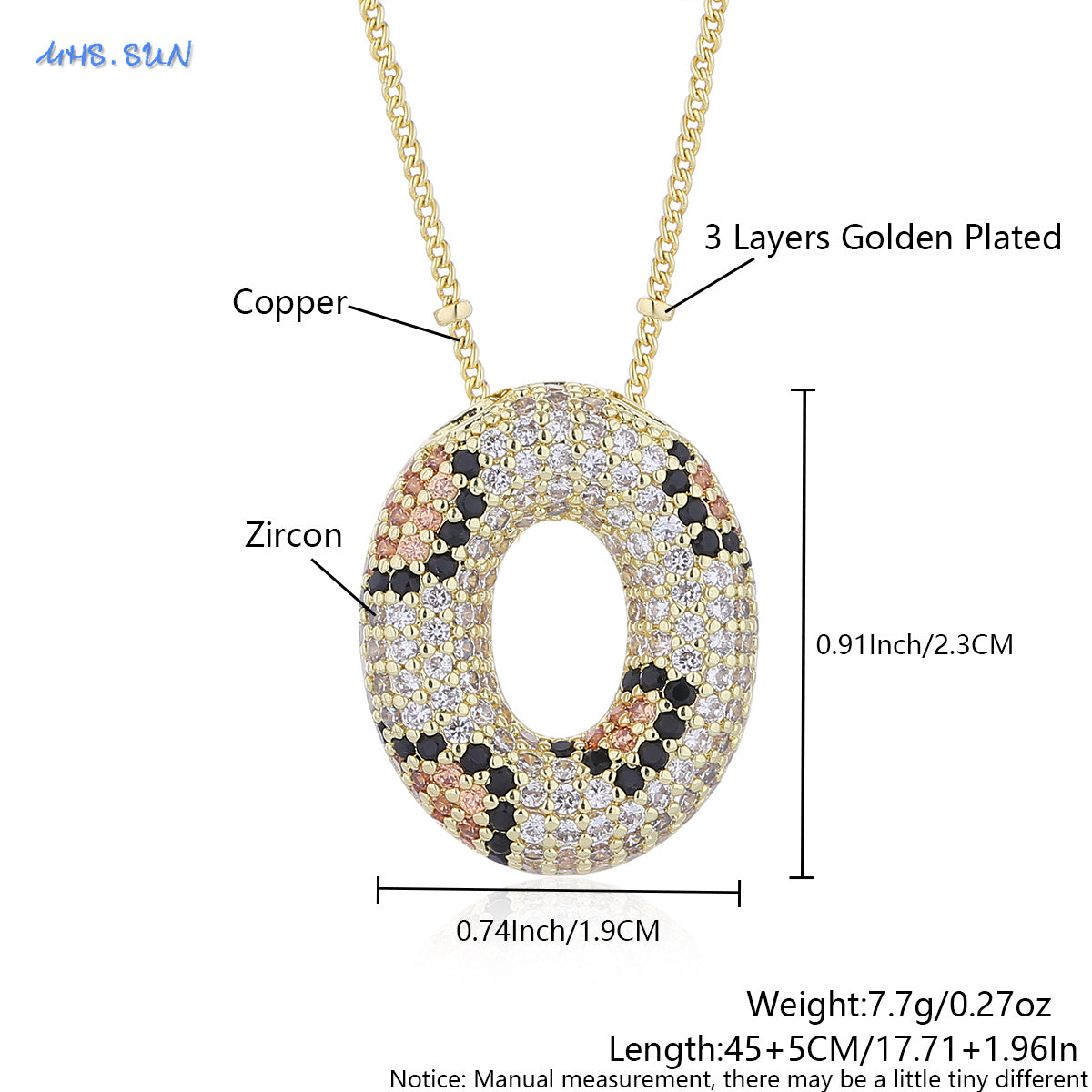 Leopard Print Bling Initial Pendant Necklace